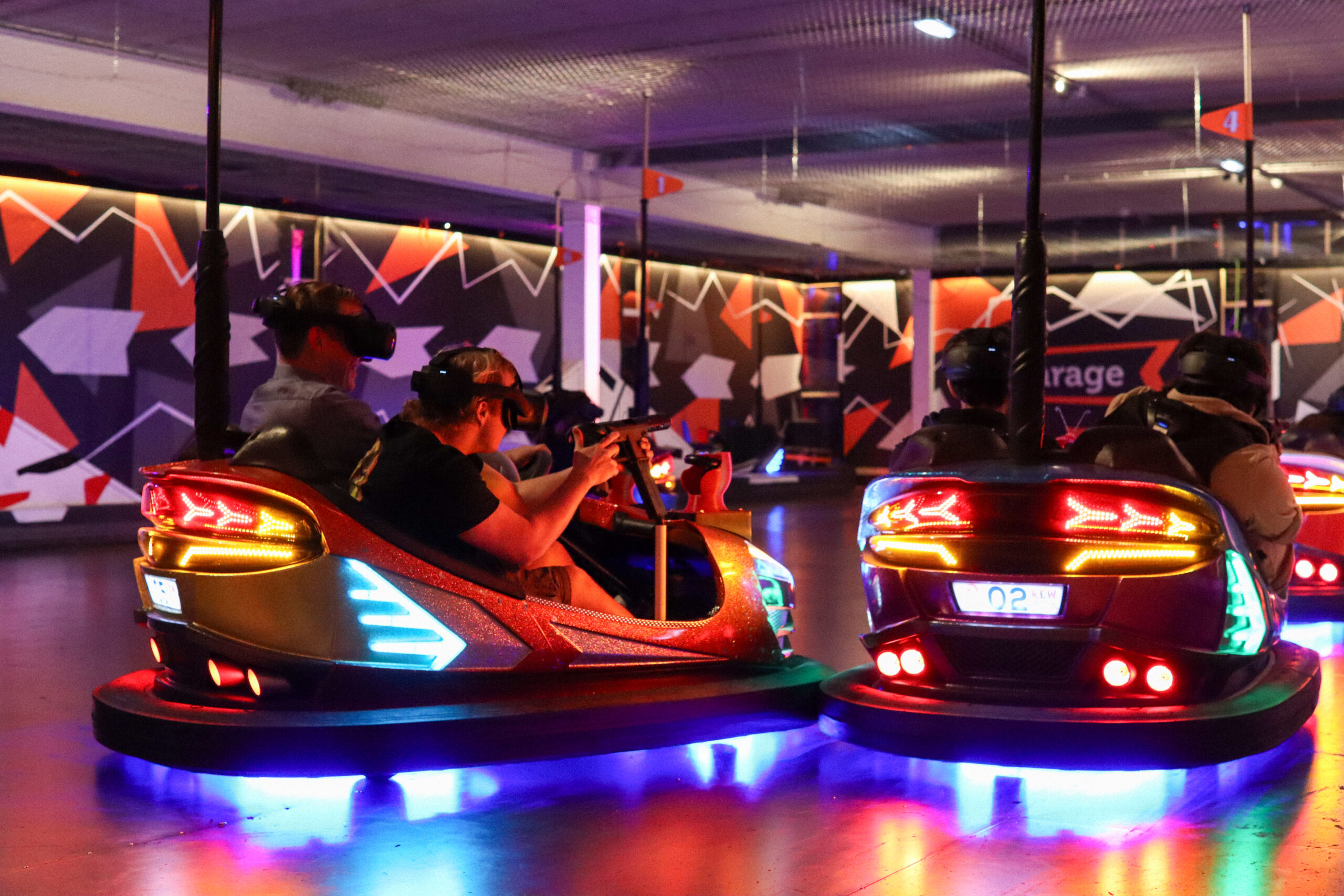 Players in action in the VR bumper cars